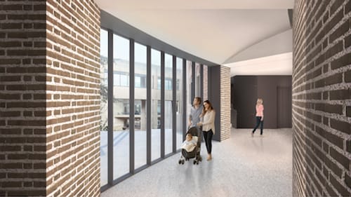 The entrance to the Penn Museum’s Egypt galleries will make room for strollers and wheelchairs, but doesn't create a feeling of warmth. (Rendering by Gluckman Tang Architects.)