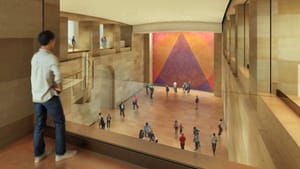 View overlooking PMA's planned Forum. (Architectural rendering by Gehry Partners, courtesy of Philadelphia Museum of Art)