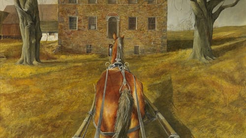 Weymouth's 'The Way Back' (1963, tempera on panel) is one of his few paintings to show horses. (Image courtesy of McCoy duPont Weymouth. © George A. Weymouth.)