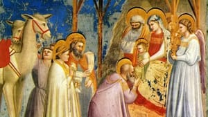 “Adoration of the Magi” by Florentine painter Giotto di Bondone (1267–1337).