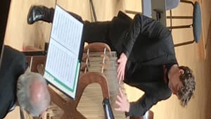 Subtle, pristine, and sensitive musicianship: soloist Friedrich Heinrich Kern on the glass harmonica. (Photo by Gail Obenreder.)