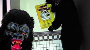 The Guerrilla Girls at work. (Image courtesy of the Galleries at Moore.)