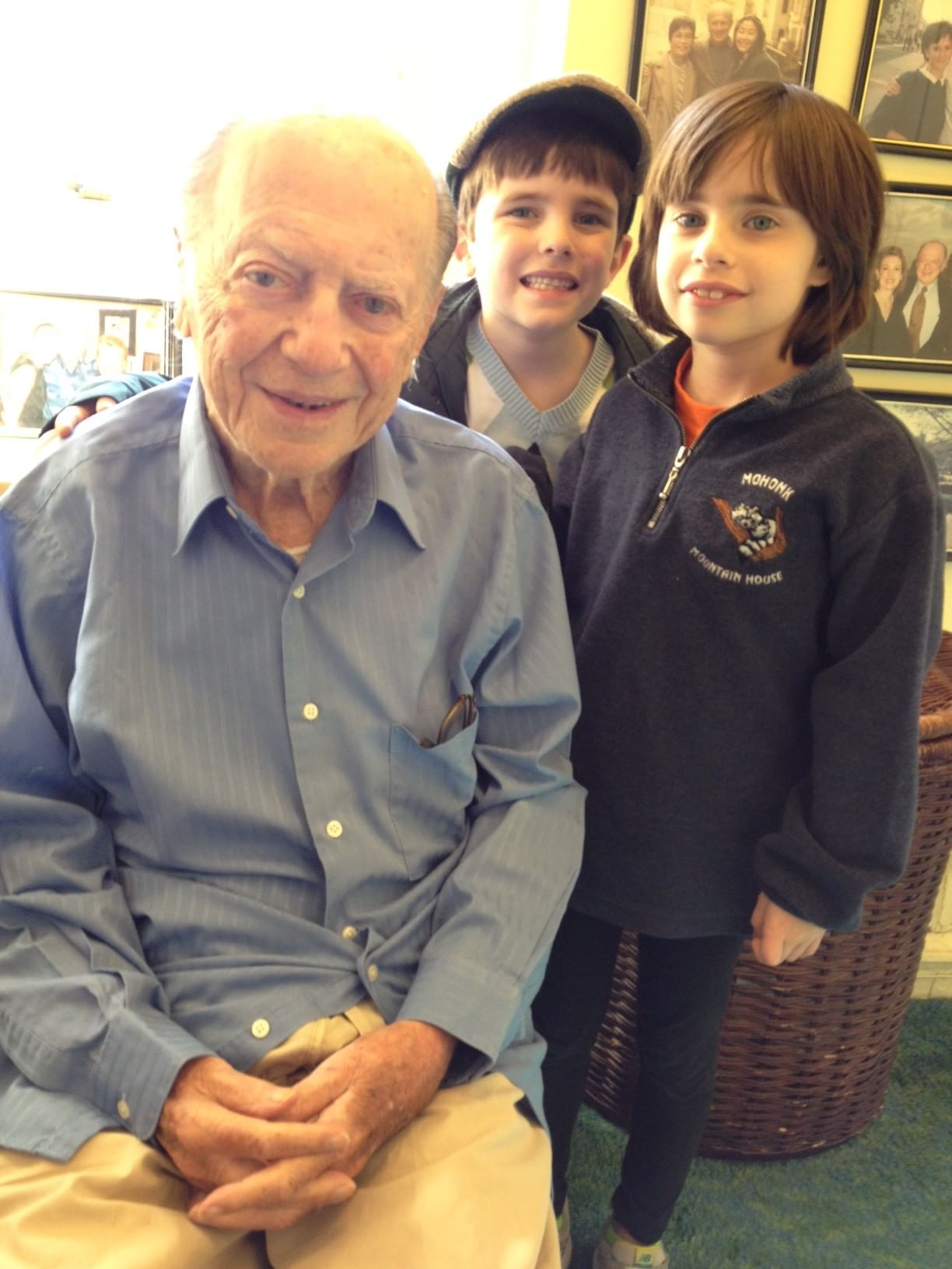 Herman Rottenberg with his great-grandchildren Eddie and Ella Yellin, 2011.
