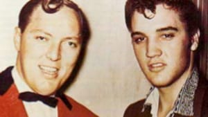 Haley (left) with Elvis Presley: Farewell, Davy Crockett.