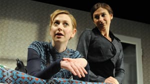 Morahan (left), with Susannah Wise: A fist in the mouth. (Photo: Alastair Muir.)