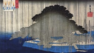 Hiroshige, "Heavy Rain on a Pine Tree"
