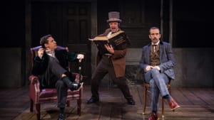 Third time’s (still) the charm: Damon Bonetti, Steve Pacek, and Dave Johnson in ‘The Hound of the Baskervilles’ at Theatre Horizon. (Photo by Daniel Kontz.)