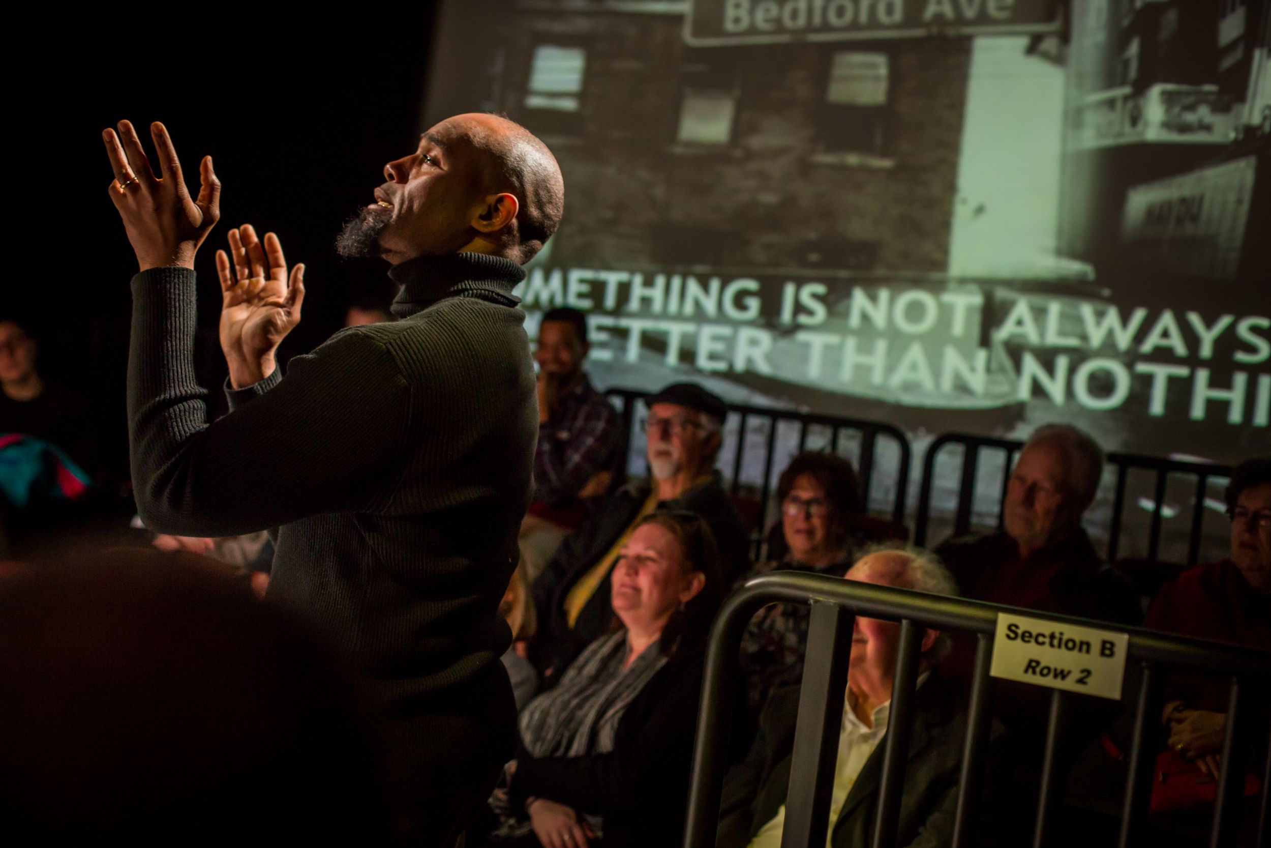 The audience comes to him: Kesserack in the Arden’s ‘How I Learned What I Learned.’ (Photo by Wide Eyed Studio.)