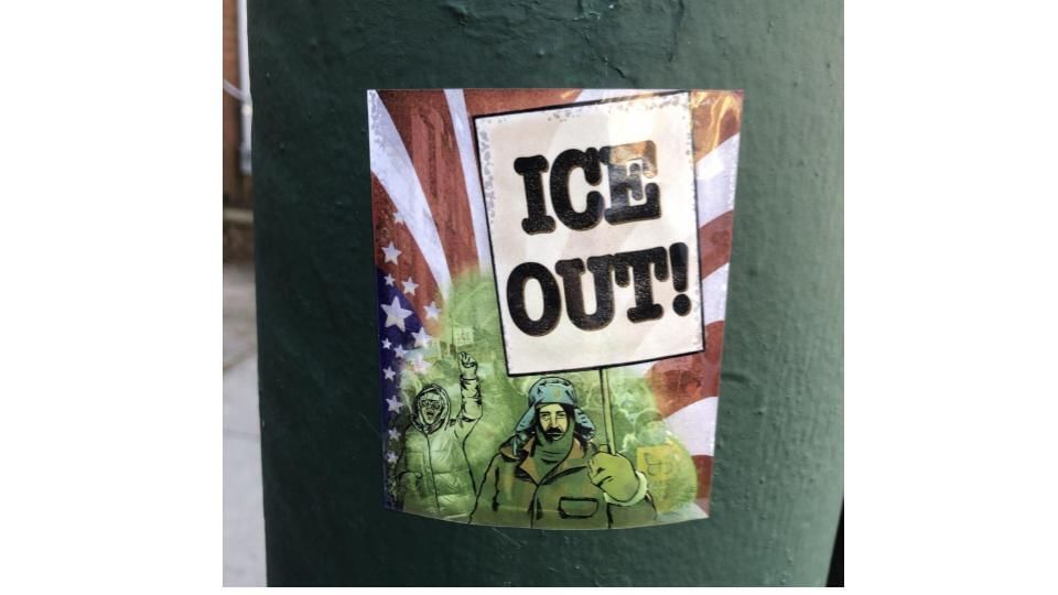 ICE out protest slide