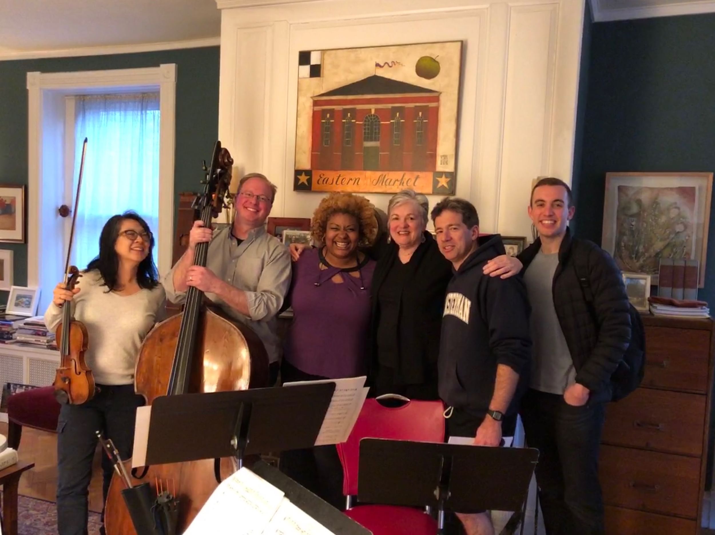 Lyric Fest in a homey rehearsal for the upcoming Walt Whitman song performances. (Photo by Suzanne DuPlantis.)