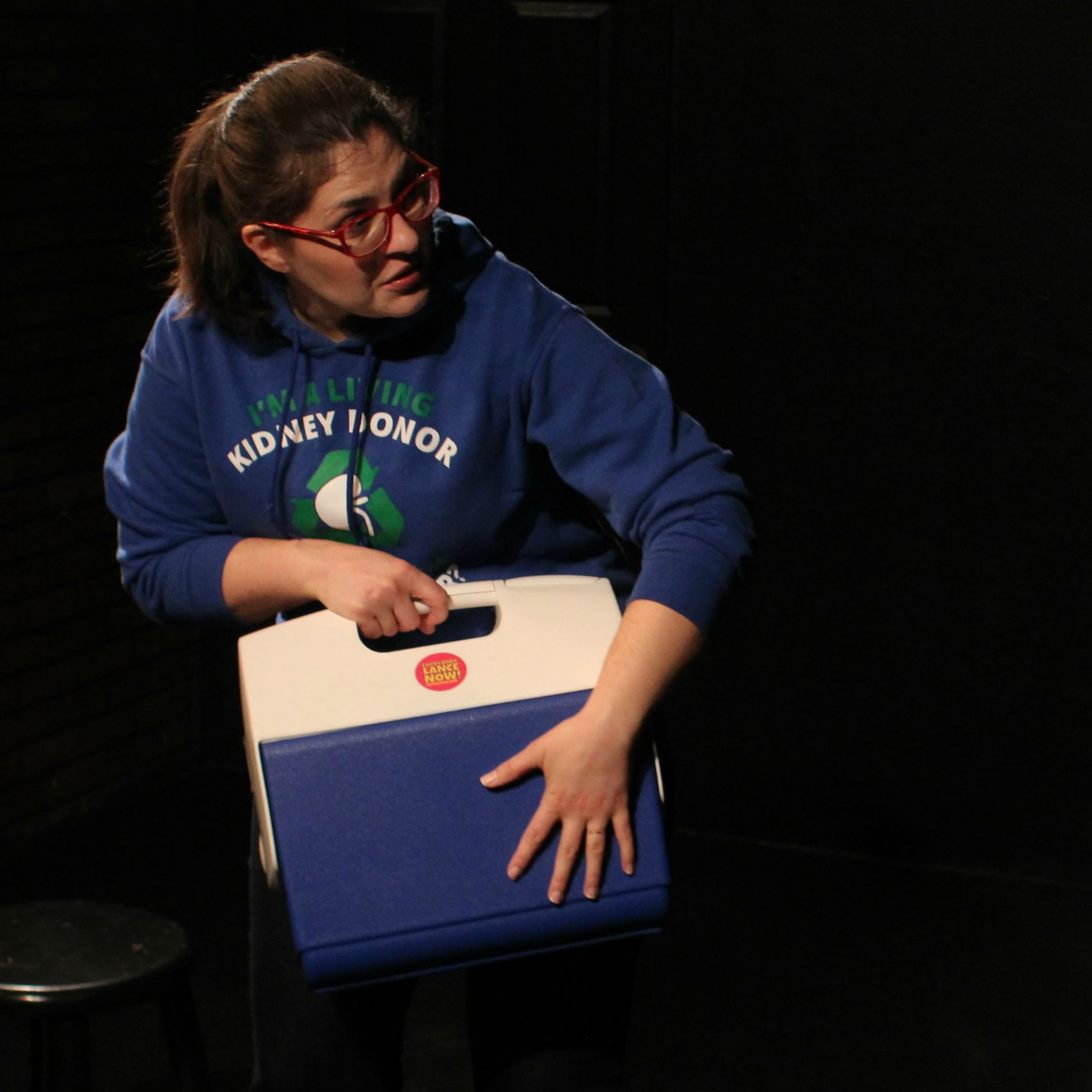 Amanda Nicastro tells a tale of two kidneys at the Adrienne in May. (Image courtesy of PHIT.)