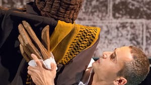 Miari employs a larger-than-life puppet to represent religious figures with outsized power over his life. (Photo by Mark Garvin.)