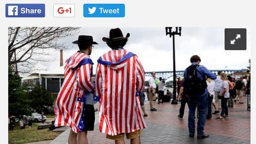 When Max Barth and Joe Messina took Jackson Moe to the 2016 RNC, Trump fans and journalists alike were confused. (Image courtesy of the artists.)