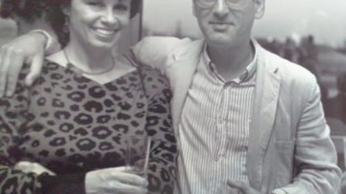Loving the music, too: Merilyn Jackson with British composer Michael Nyman at the 1987 New Music in America festival in Philadelphia. (Photo courtesy of the author.)