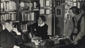 James Joyce with Sylvia Beach at Shakespeare & Co., Paris, 1920.