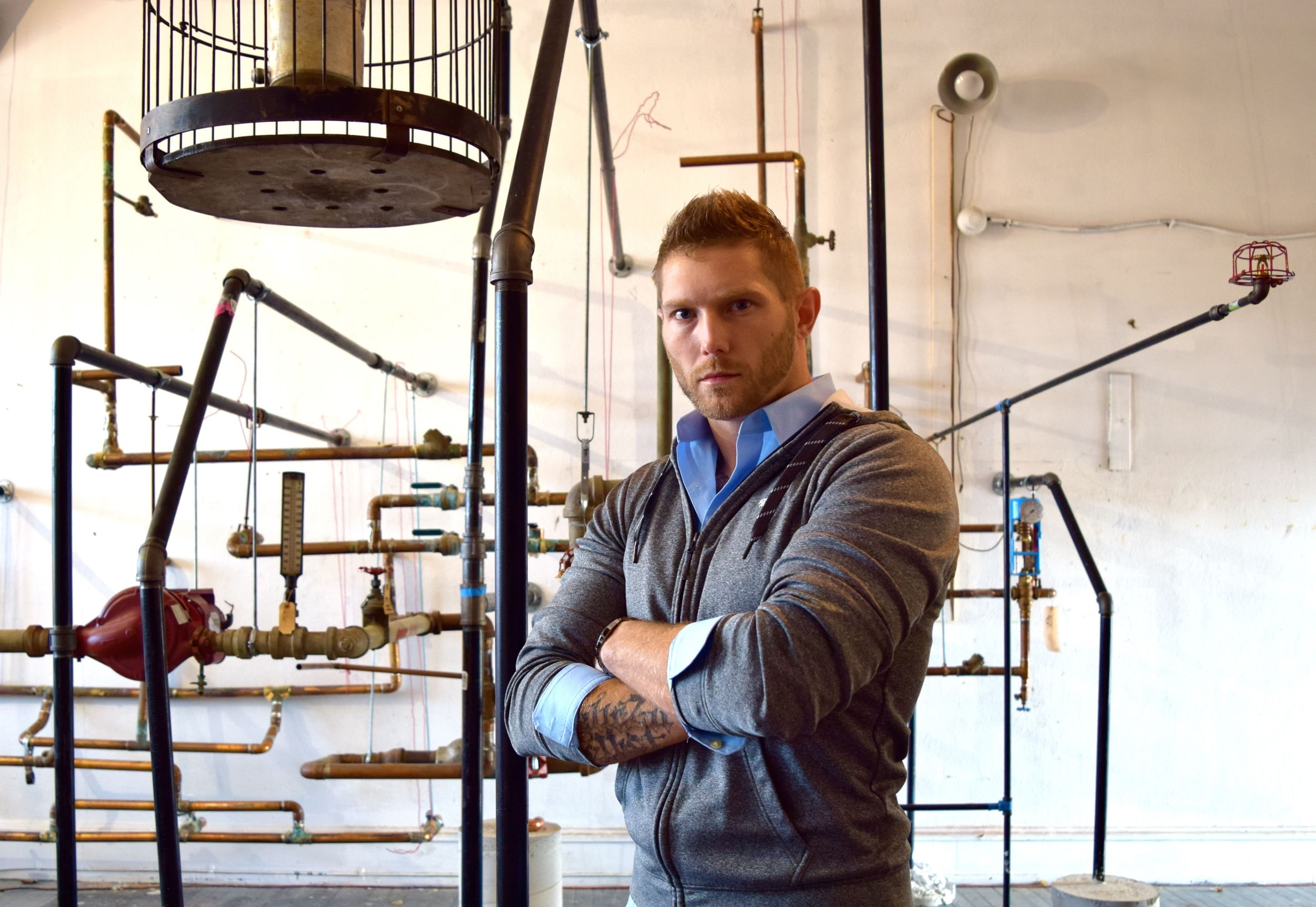 Jesse Krimes's Deus ex Machina runs through March 13 at the Leonard Pearlstein Gallery. Image courtesy of Drexel University.