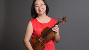 Violin soloist Juliette Kang indulged in a little "Scottish Fantasy." (Photo by Jessica Griffin/Philadelphia Orchestra.)
