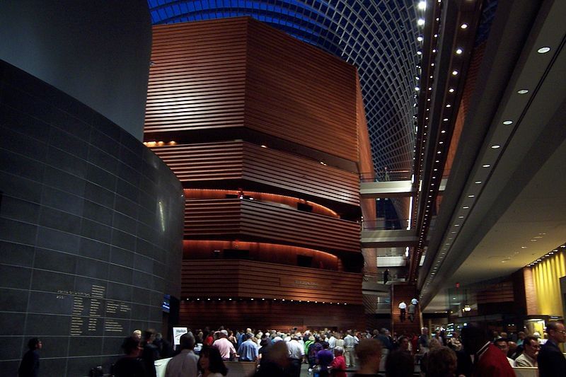 How about in the lobby? (Photo of the Kimmel Center by Wasted Time R, via Wikimedia)
