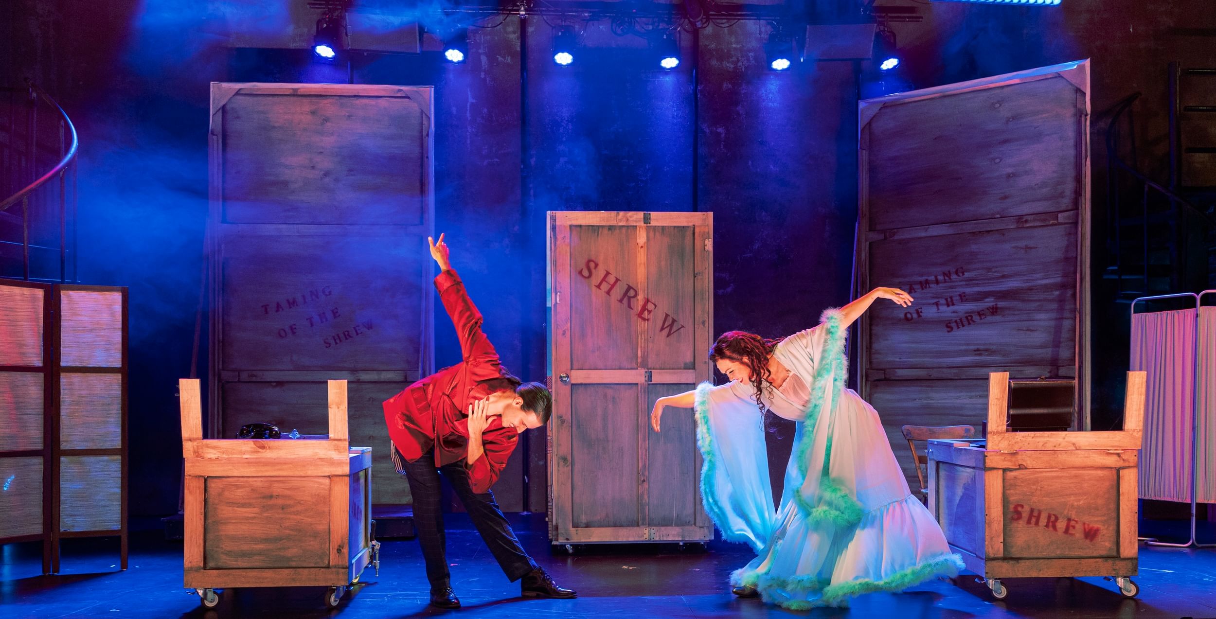 A successful classic musical: Chris Cherin and Jennie Eisenhower in ‘Kiss Me, Kate’ at Quintessence. (Photo by Linda Johnson.)