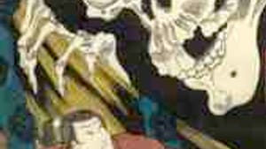 Detail from 'Mitsukumi Defies a Skeleton Specter': Eluding the censors.