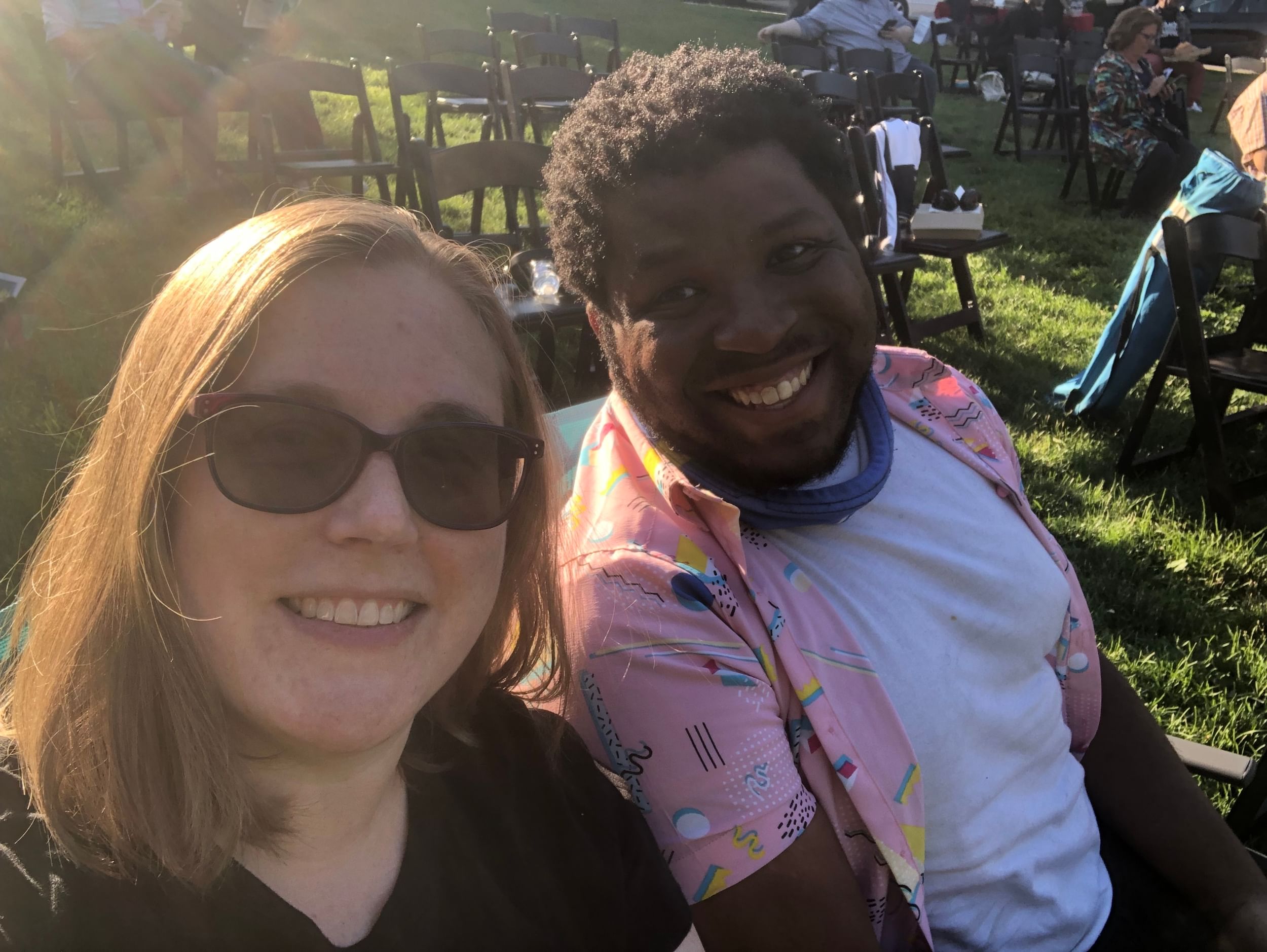 Kyle and Alaina at Theatre Exile's 'Pass Over' at Hawthorne Park in 2021. (Photo by Alaina Johns.)