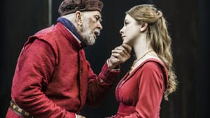 Langella with Lauren O'Neil as Regan: For better answers, ask better questions. (Photo: Johan Persson)