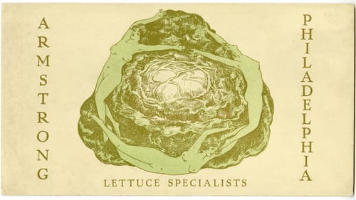 A 1915 ad for lettuce has three women drawn on the leaves, shown in profile with their naked bodies outstretched.