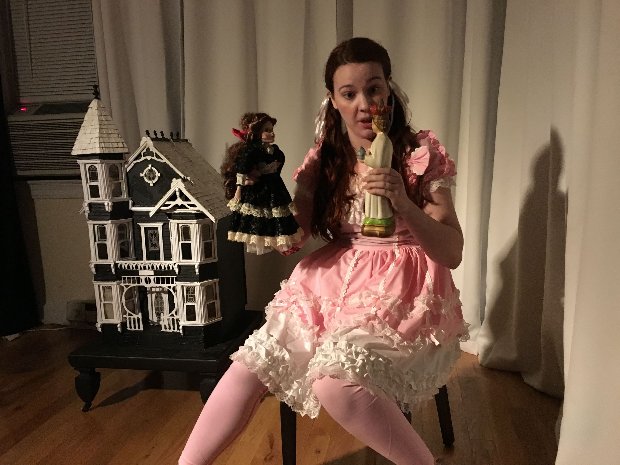 Nineteenth-century psychological drama…with dolls. Arielle Silk in ‘A Literal Doll House.’ (Photo by Michelle Nugent.)