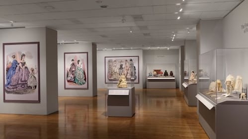 The exhibition's dolls are paired with proscriptions on women's behavior from etiquette books of the day. (Photo courtesy of the Philadelphia Museum of Art.)