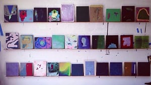 A peek at the paintings that inhabit Adam Lovitz's studio.