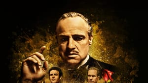 A movie poster of 'The Godfather', stylized in sepia featuring the cast, and the title text at the bottom