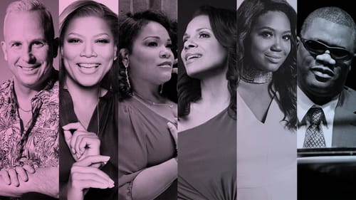 Photo collage of a headshot of each artist in black-and-white tones.