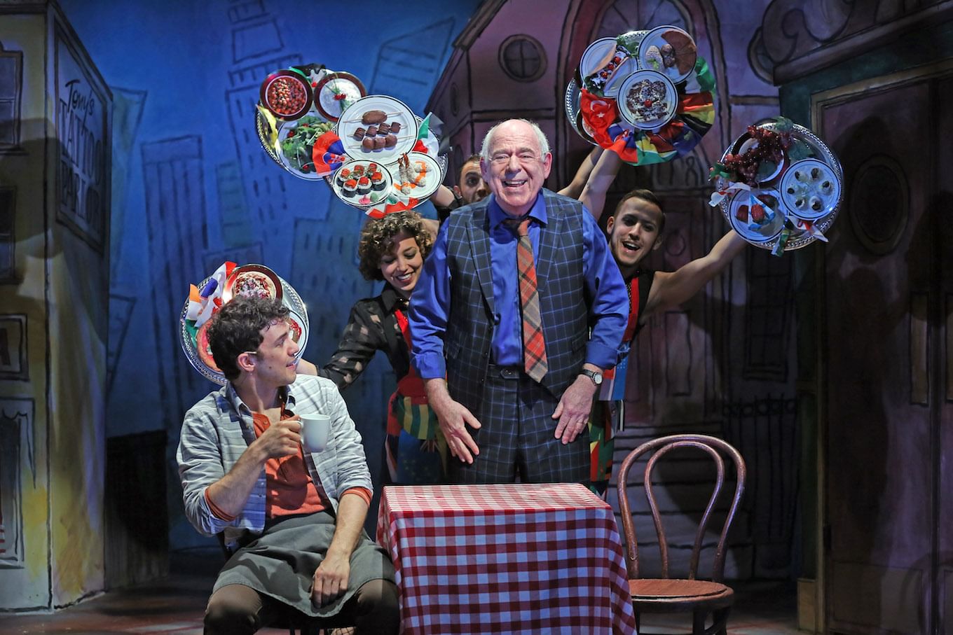 L to R: David Spadora, Claire Saunders, Jesse Manocherian, Lenny Wolpe, Ben Chavez. (Photo by Carol Rosegg.)