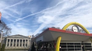 This Broad Street McDonald's was the perfect dinner spot for the CAPA students pouring past the pillars across the street. (Photo by Alaina Johns.)