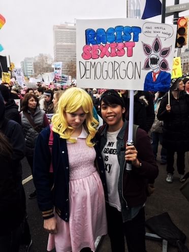 One of the "Stranger Things" at Philadelphia's Women's March. (Photo by Harlan Wiener)