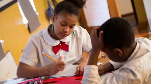 At Mighty Writers, it all starts with getting a pen and paper in kids' hands. (Photo courtesy of Mighty Writers.)