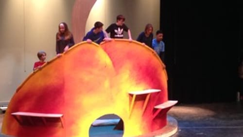 Noa and the cast of 'James and the Giant Peach' gather together for rehearsal. (Photo by Noa Lloyd)