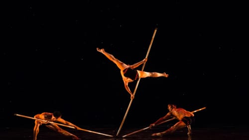 The "Pole Dance" was one of the company's more successful pieces. (Photo by Charles Paul Azzopardi, courtesy of Momix.)