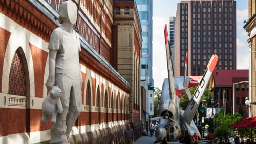 Tania Bruguera’s "Monument to New Immigrants" was created to deteriorate and be replaced by exact replicas throughout the course of the project. (Photo by Steve Weinik for Mural Arts Philadelphia.)