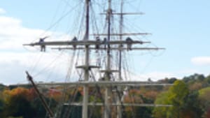 The 'Charles W. Morgan' at anchor: Oh, for the not-so-good old days.