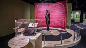 At the National Constitution Center, Jefferson’s statue is set against a backdrop bearing the names of his slaves.