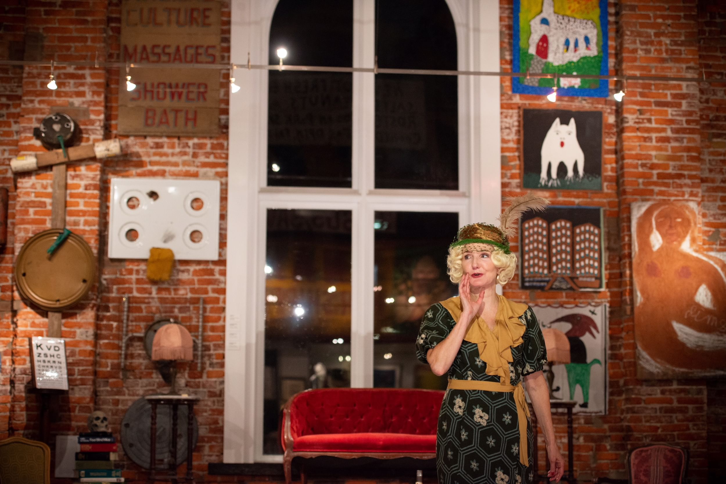 Tina Brock does yeoman's work as director, co-designer, and star. (Photo by Johanna Austin.)