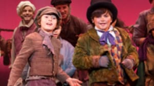 Gregory Smith as Oliver (left), Brendan O'Rourke as Artful Dodger: Is everybody happy?