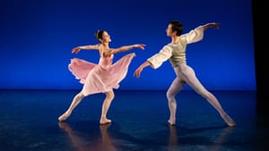 Bright, lyrical movement: Mayara Piniero and Zecheng Liang in Balanchine’s ‘Allegro Brilliante.’ (photo by Alexander Iziliaev.)