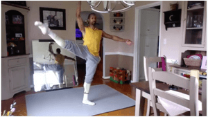 An anonymous donor provided dance surfaces to homebound artists, like the PA Ballet’s Jermel Johnson, here practicing at home during the pandemic. (Image courtesy of PA Ballet.)