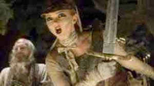 Plummer (left), Cole in 'Imaginarium': Through the looking-glass.