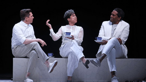 L to R: Keith Conallen, Taysha Marie Canales, and Lindsay Smiling exhibit the pristine streetwear of country Y. (Photo by Bill Hebert.)