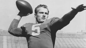 The great Paul Hornung of Notre Dame (above) kicked off to the unknown Frank Riepl of Penn, and then....