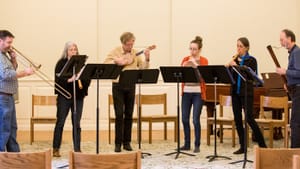 Members of the Renaissance band rehearse. Image courtesy of Piffaro.