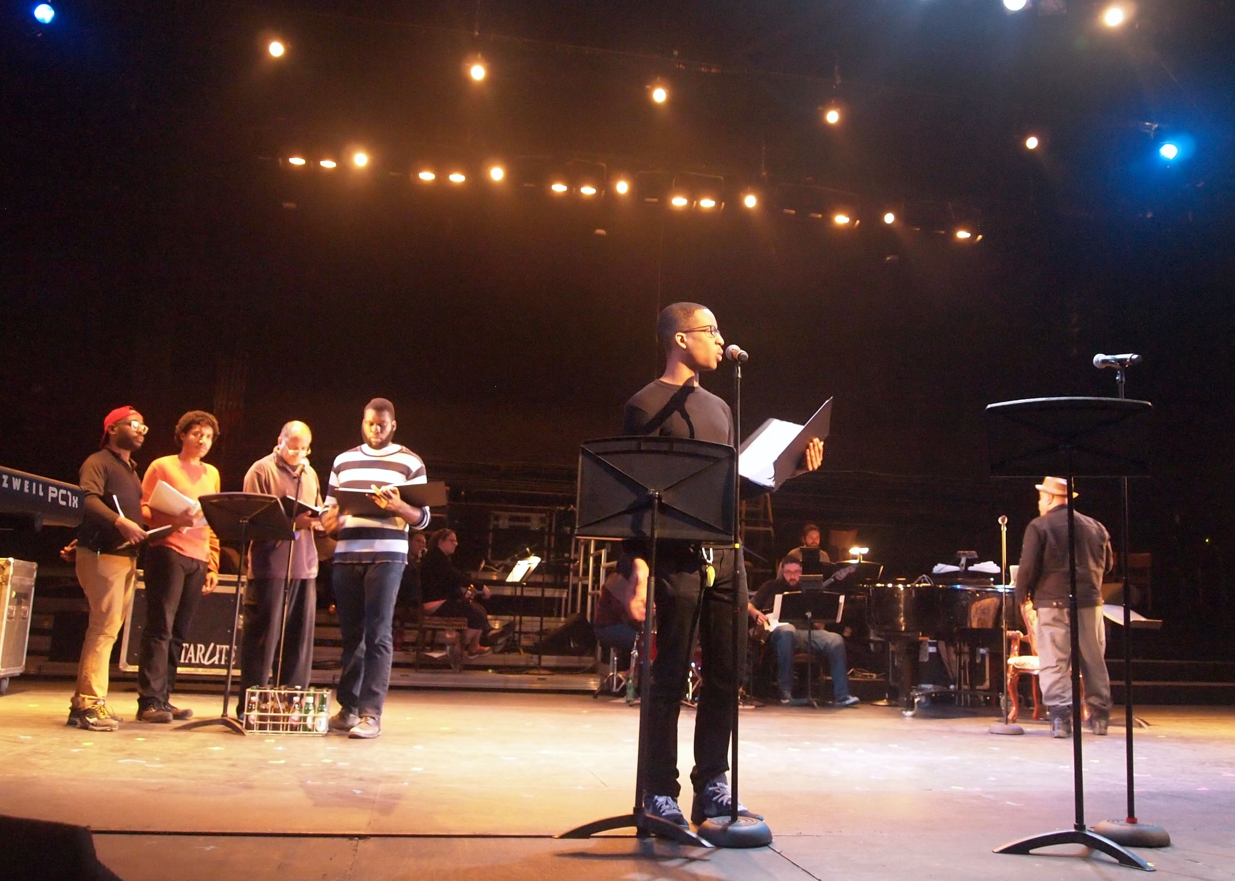 UArts senior Aaron Bell rehearses his lead in a new Stew musical at the recent Polyphone Festival. Photo courtesy of UArts.